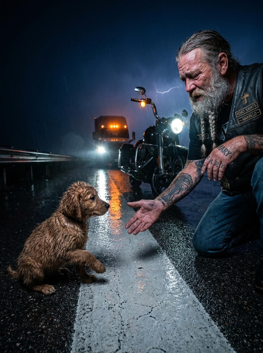 Part 2: A Harley Rider Found a Puppy on I-40 at 3 a.m. — When He Knelt Down, He Realized Why It Wouldn’t Move