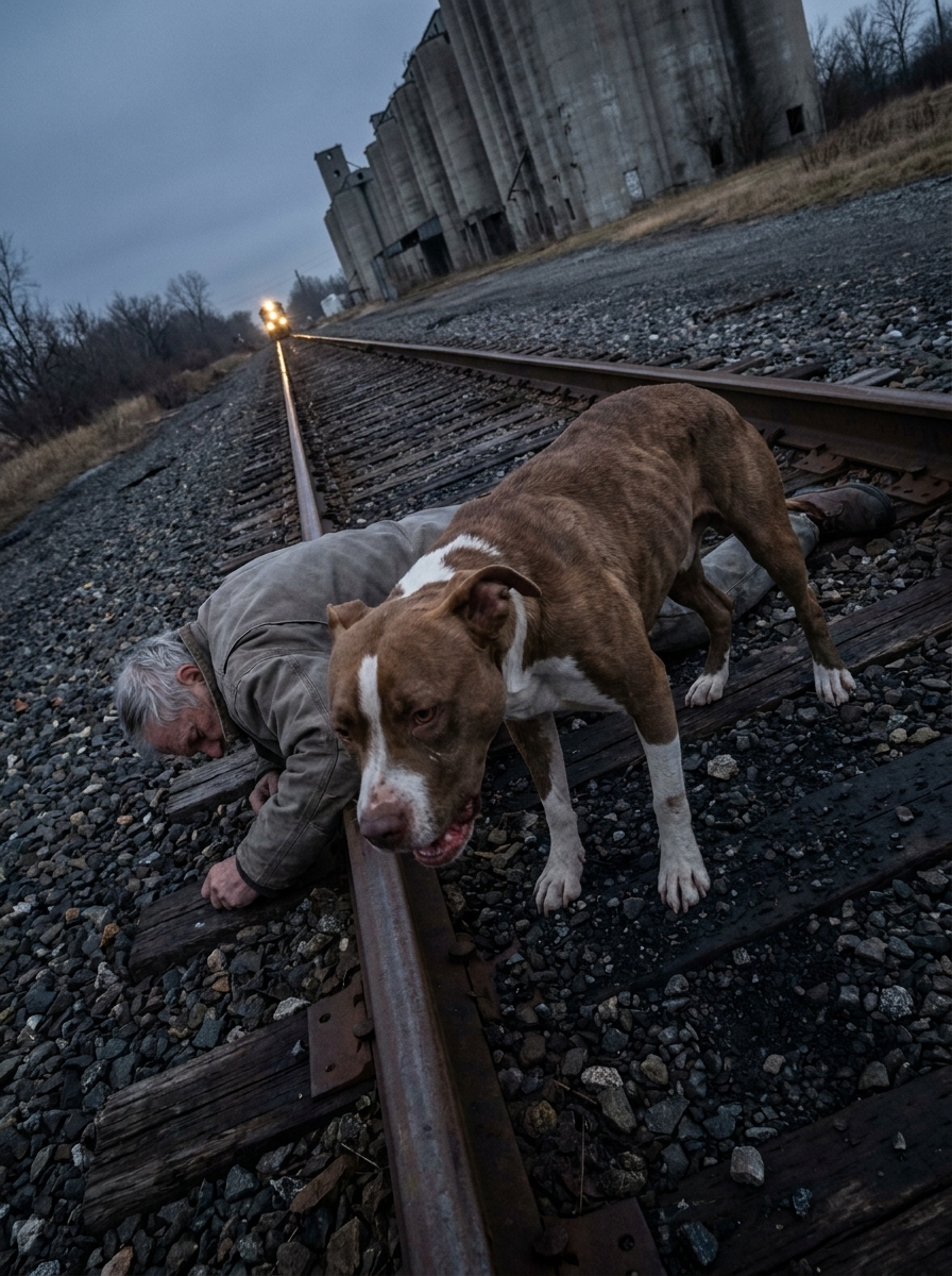 Part 2: A Pit Bull Stood in the Middle of the Train Tracks and Wouldn’t Move — People Tried to Save Him, Not Knowing What Was Lying at His Feet