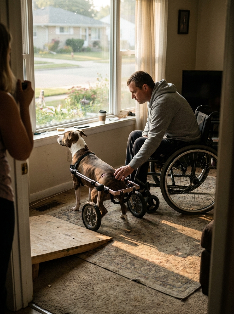 Part 2: My Husband Hadn’t Left the House in 14 Months After Losing Both Legs. So I Brought Home a Pit Bull Who’d Lost Hers Too — and Couldn’t Go to the Bathroom Without Someone Pushing Her Outside.