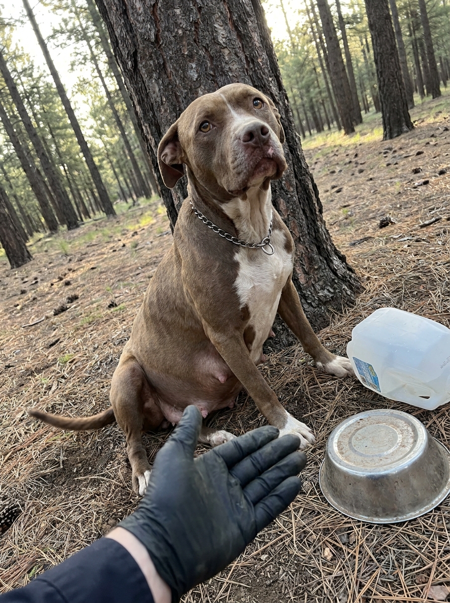 PART 2: We Heard Something Crying in the Brush on a Forest Patrol. We Found a Pregnant Pit Bull Chained Too Short to Lie Down, Left There to Die. She Started Giving Birth in the Back of My Patrol Car.