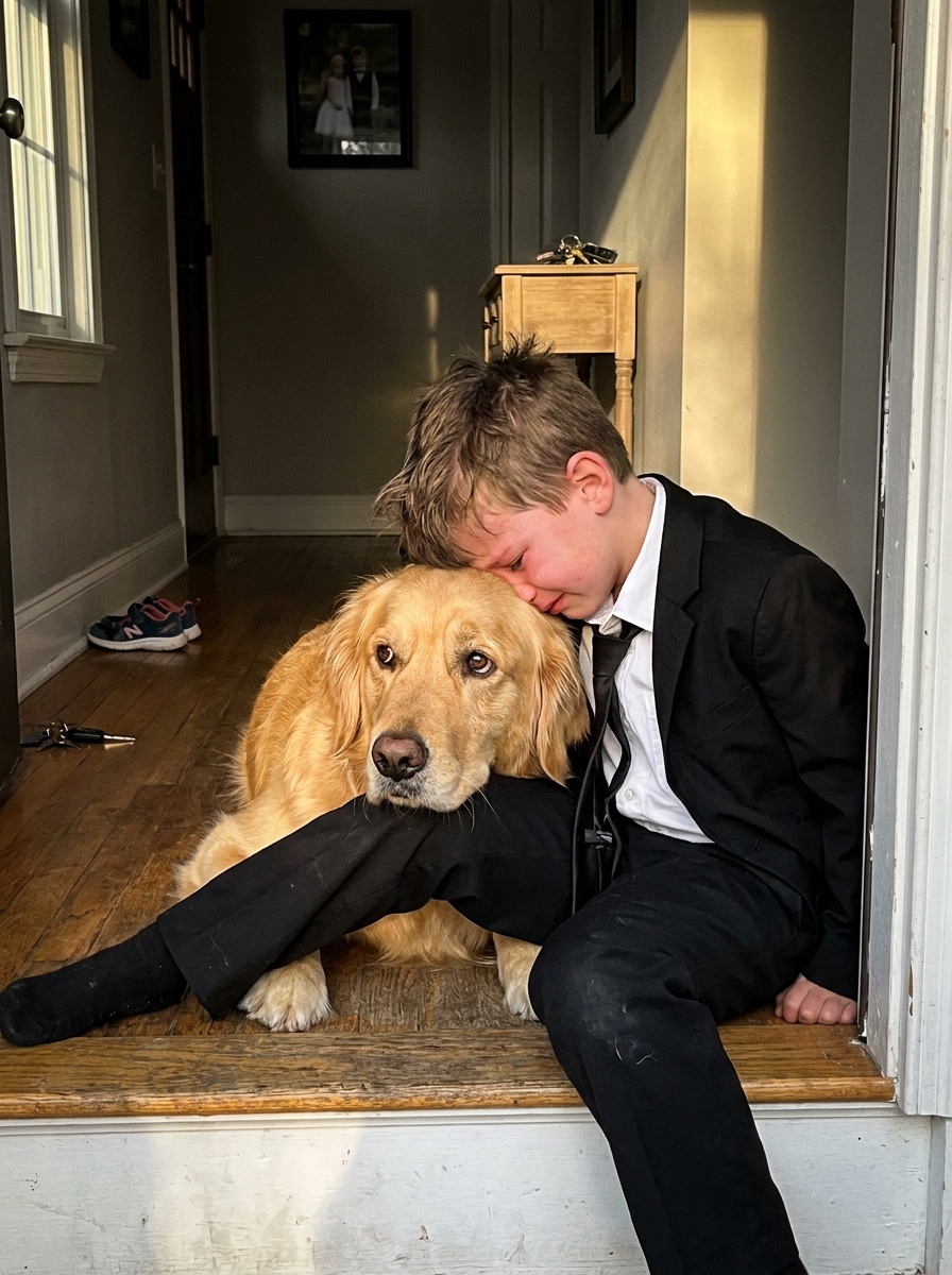 PART 2: My Seven-Year-Old Didn’t Cry When We Buried His Mother. Not at the Hospital, Not at the Funeral, Not for Two Weeks. Then We Walked in the Door and Her Dog Put His Head in His Lap.