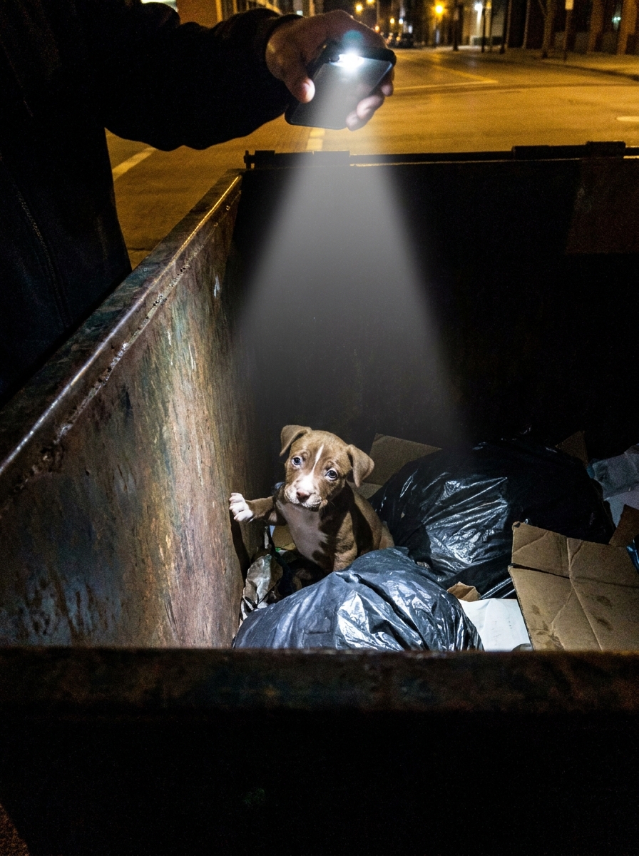 Part 2: Walking Home at Night I Heard Faint Scratching From a Dumpster on the Curb. I Climbed Up to Look Inside. There Was a Six-Week-Old Puppy — and the Garbage Truck Was Coming in the Morning.