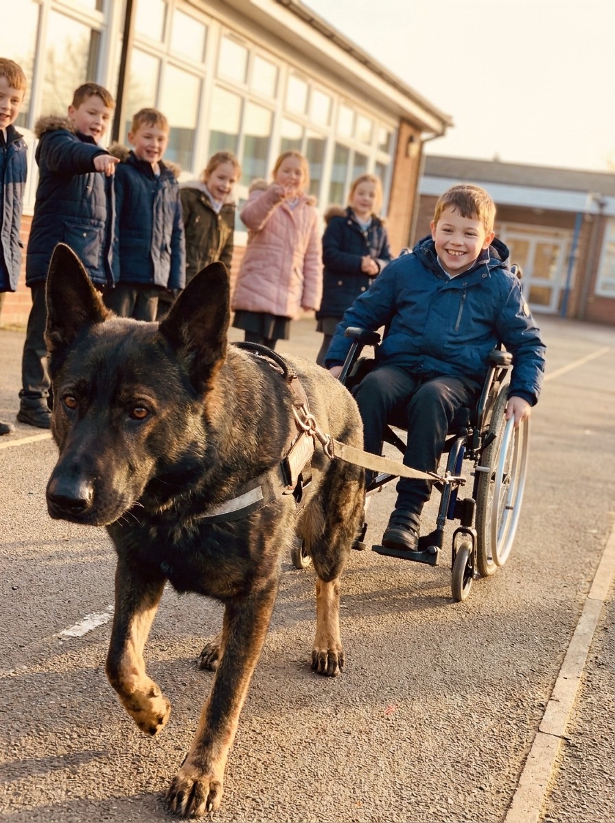 Part 2; My Son Is 9 and Can’t Walk. The Kids at School Used to Call Him “the Cripple.” Then His German Shepherd Started Pulling His Wheelchair Across the Schoolyard — and Everything Changed.